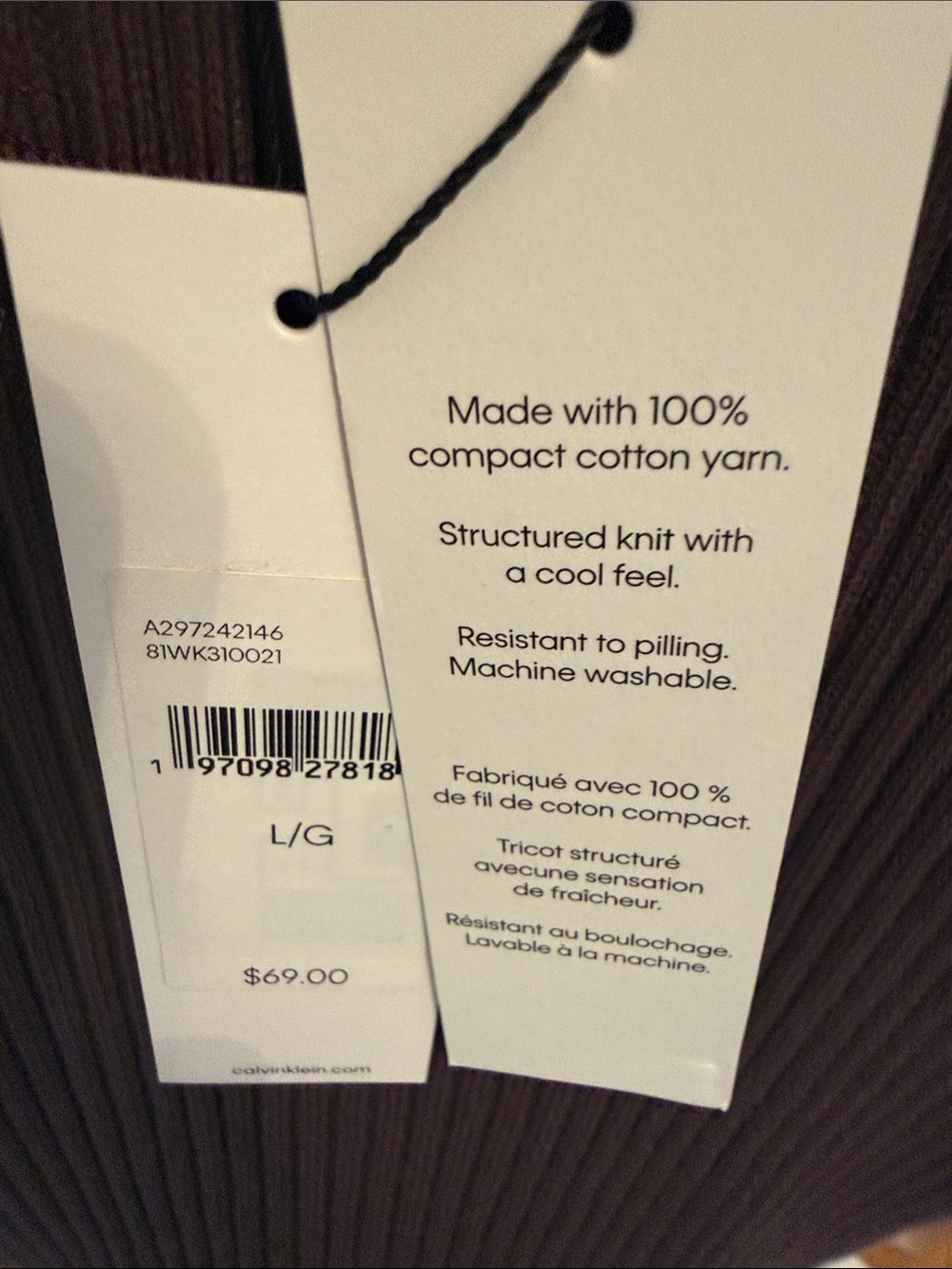 Calvin Klein plum Ribbed Tank - Picture 3 of 4
